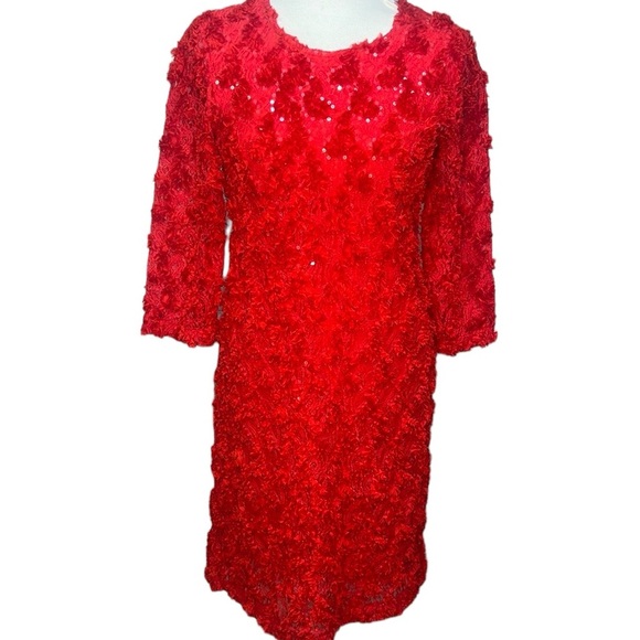 JSong Flora Sequins Dress Red - Picture 1 of 6